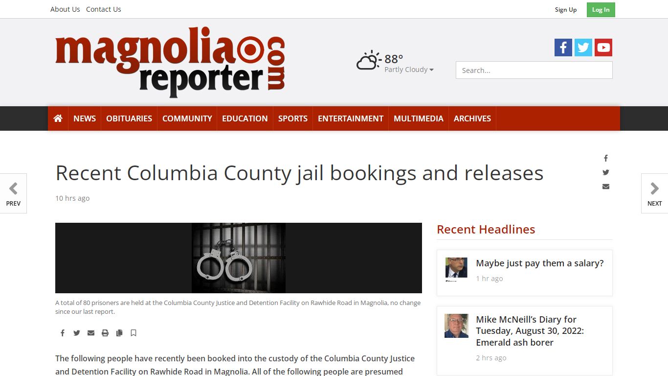 Recent Columbia County jail bookings and releases